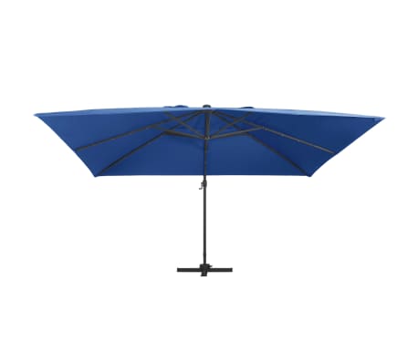 vidaXL Gembinis skėtis su LED ir aliuminio stulpu, mėlynas, 400x300cm