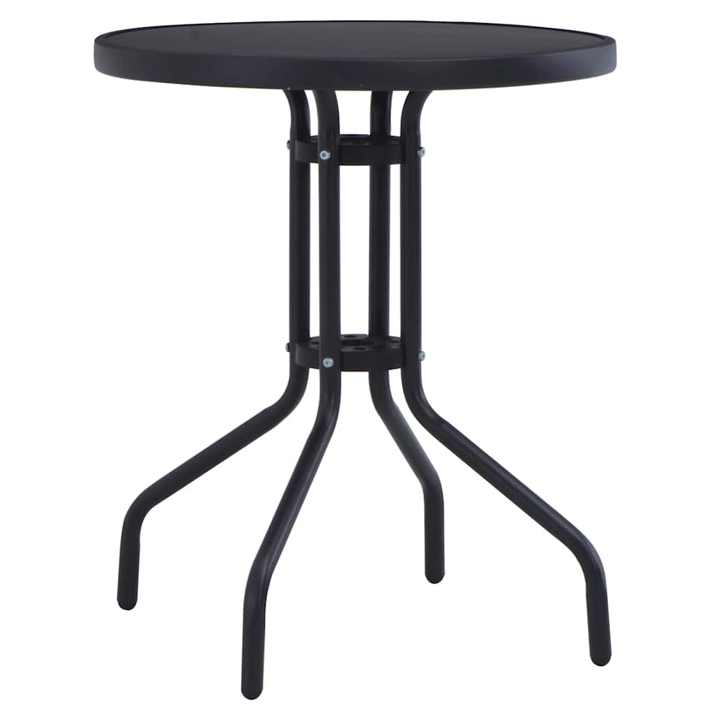 vidaXL Masă de grădină, negru, 60 cm, oțel și sticlă