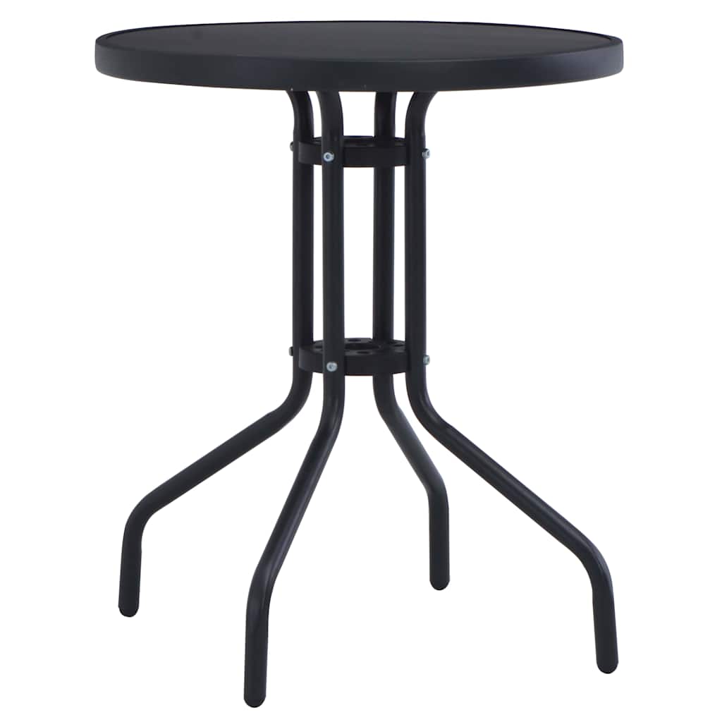 vidaXL Tr&auml;dg&aring;rdsbord svart 80 cm st&aring;l och glas