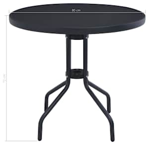 Zahradní stolek černý 60 cm ocel a sklo - obrázek 4