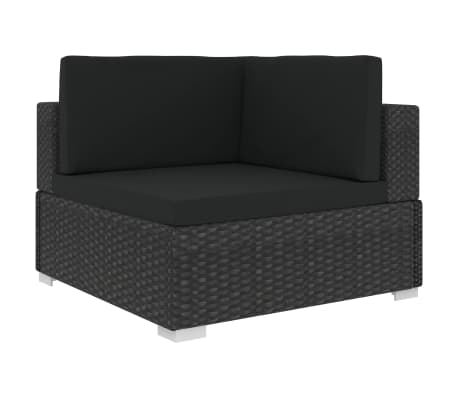 vidaXL 6 pcs conjunto lounge de jardim c/ almofad&otilde;es vime PE preto