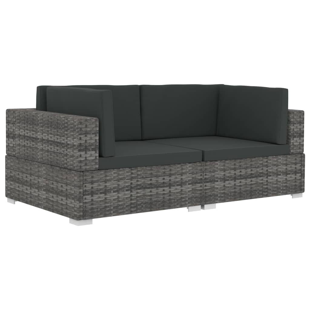 Thumbnail - vidaXL Ecksofas 2 Stk. mit Auflagen Poly Rattan Grau