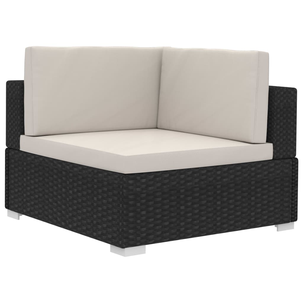 4-częściowa sofa ogrodowa, poduszki, rattan PE, czarna