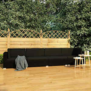 Vrtna sedežna garnitura z blazinami 4-delna poli ratan črna