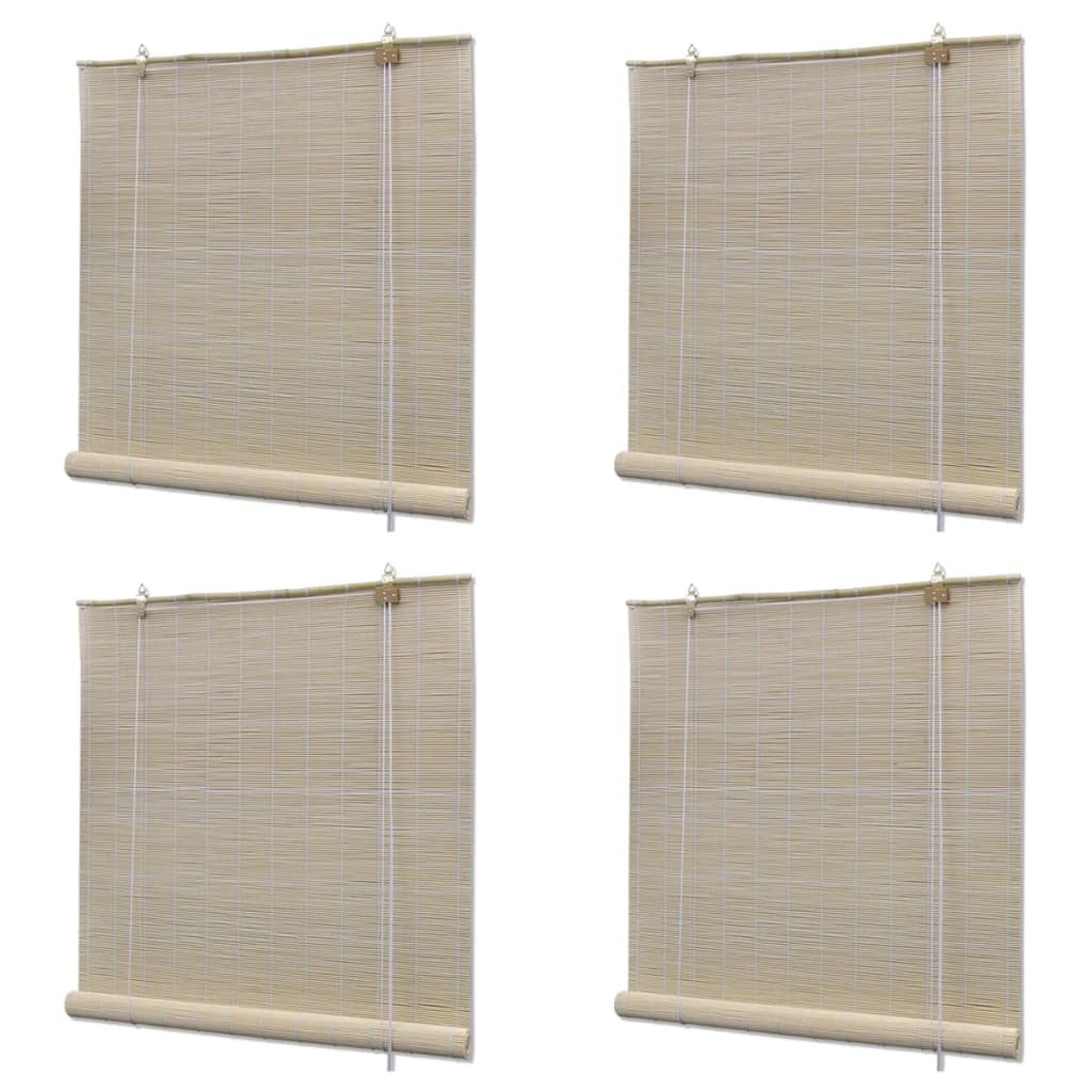 vidaXL Luonnolliset bambu rullaverhot 4 kpl 120×160 cm