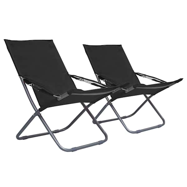 vidaXL Kokkupandavad toolid 2 tk, kangas, must