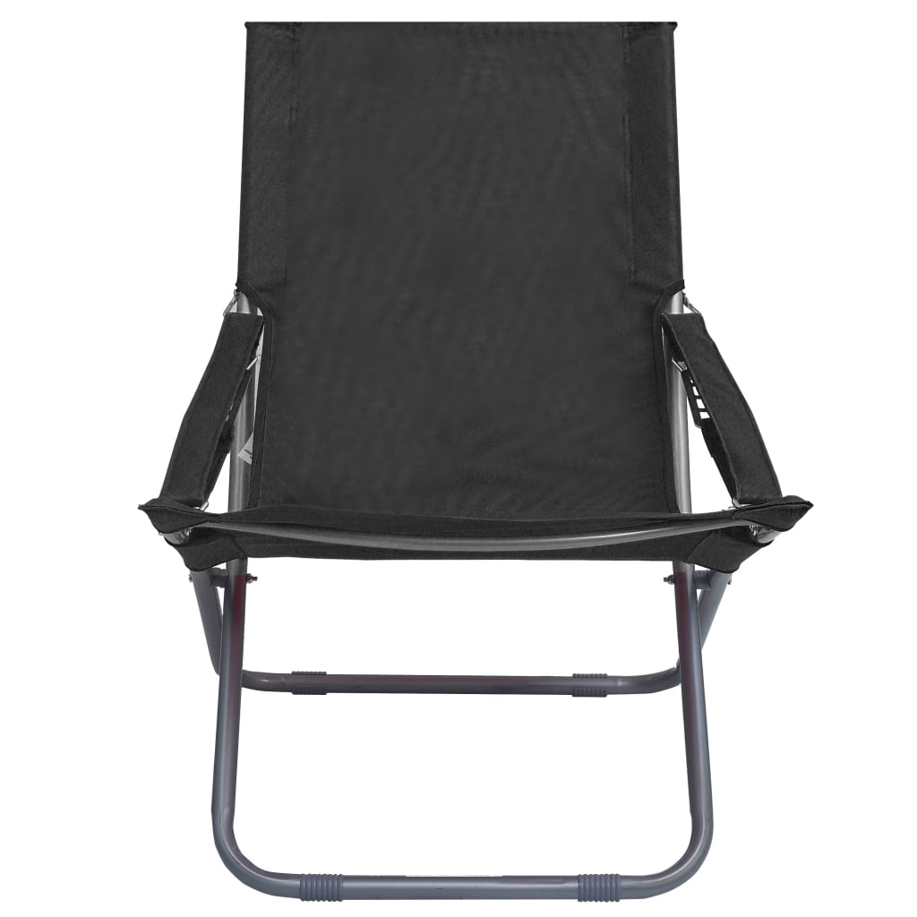 vidaXL Strandstoelen 2 st inklapbaar stof zwart afbeelding