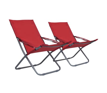 vidaXL 2 db összecsukható piros szövet strandszék