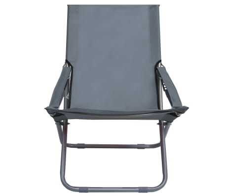 vidaXL Scaune de plajă pliante, 2 buc., gri, material textil
