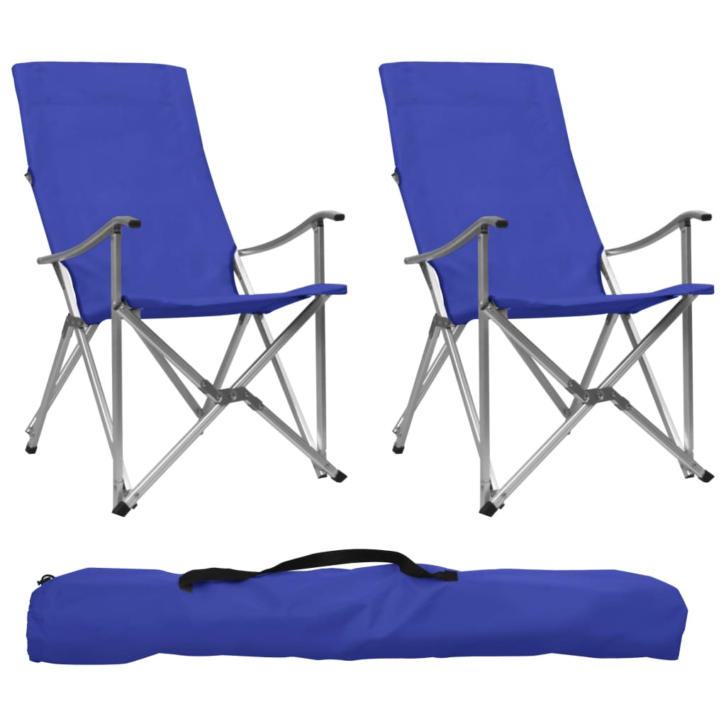 vidaXL Scaune de camping pliabile, 2 buc., albastru vidaXL imagine model 2022