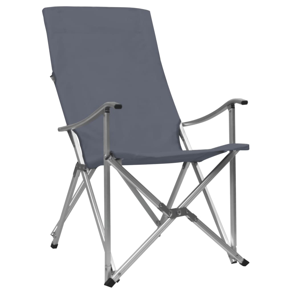 vidaXL Cadeiras de campismo dobráveis 2 pcs cinzento