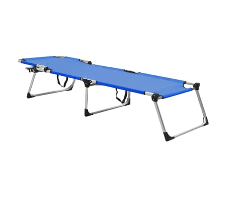 vidaXL エクストラハイ 折りたたみシニアサンベッド ブルー アルミ製