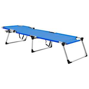 vidaXL エクストラハイ 折りたたみシニアサンベッド ブルー アルミ製