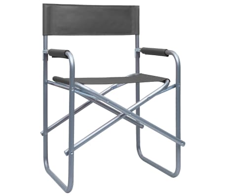 vidaXL Director's Chair Set of 2 Grey Steel, fabric (100% polyester)