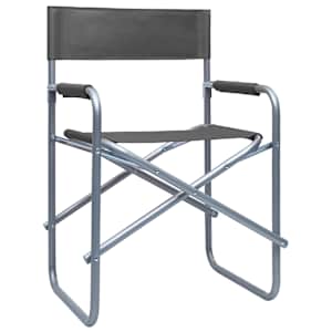 vidaXL Director's Chair Set of 2 Grey Steel, fabric (100% polyester)