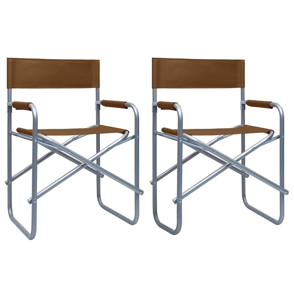 Chaises de metteur en scène 2 pcs Acier Marron