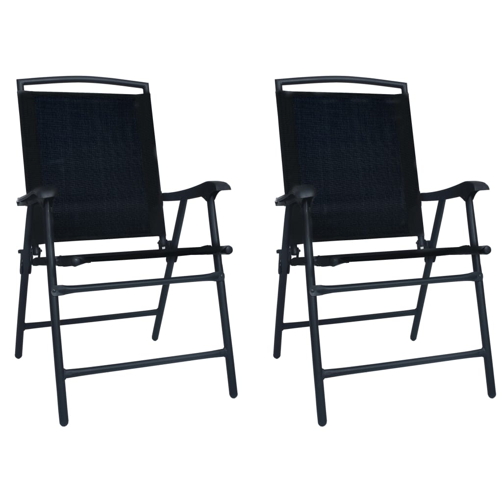 vidaXL Chaises de jardin pliables 2 pcs Textilène Noir