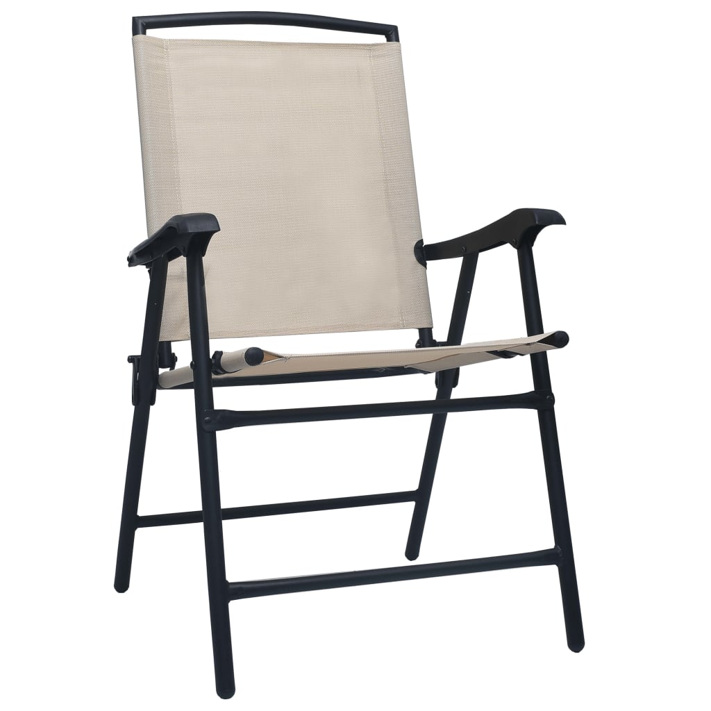 vidaXL Tuinstoelen inklapbaar 2 st textileen crème afbeelding