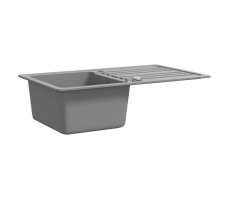 vidaXL Granite Kitchen Sink Single Basin with Drainer Reversible Grey