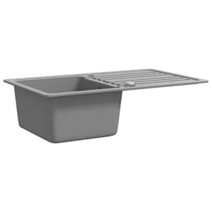 vidaXL Granite Kitchen Sink Single Basin with Drainer Reversible Grey