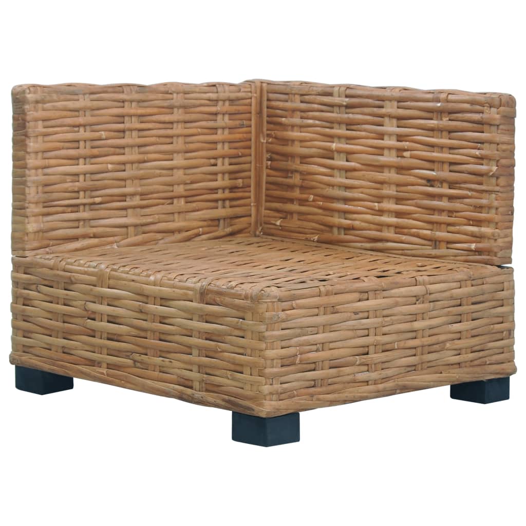 Narożna sofa z poduszkami, naturalny rattan