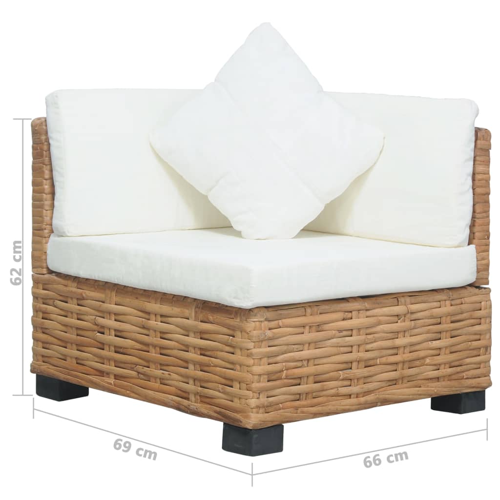 Narożna sofa z poduszkami, naturalny rattan