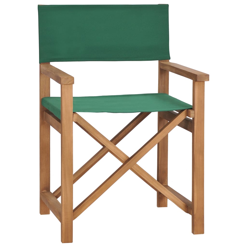 Image of vidaXL Director's Chair Solid Teak Wood Green