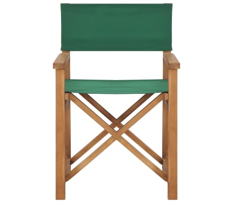 vidaXL Стілець режисера Зелений Масив тикового дерева
