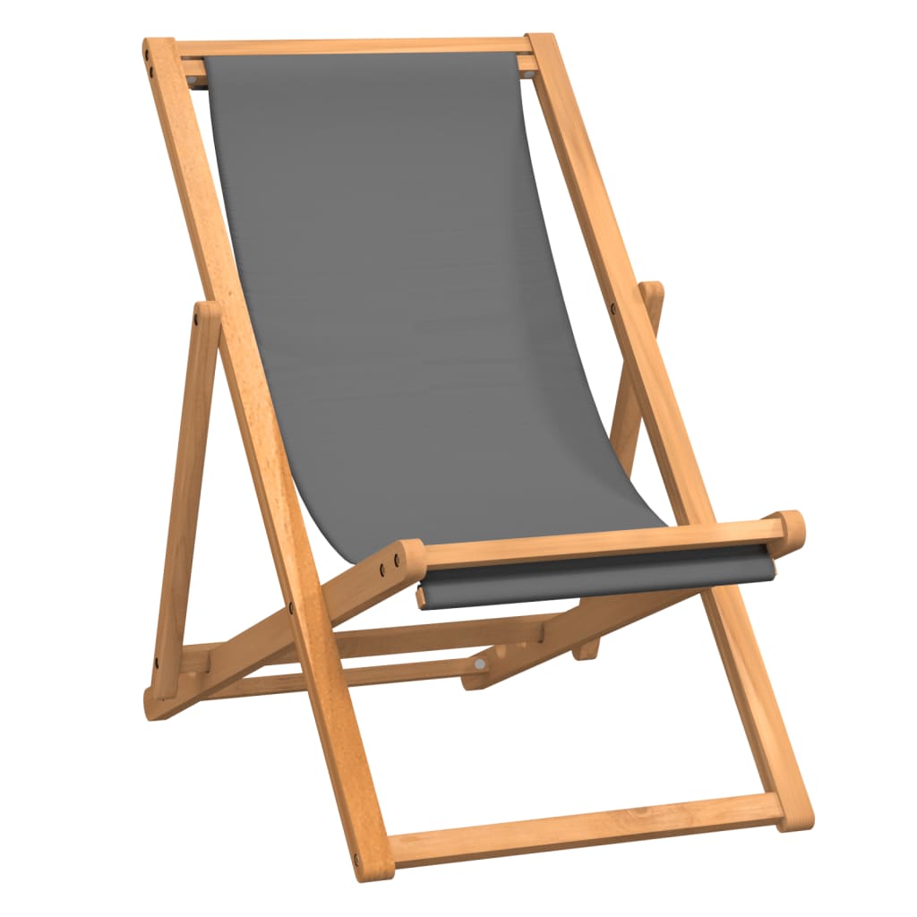 

vidaXL Folding Beach Chair Solid Teak Wood Gray