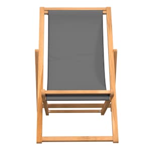 Skládací plážové křeslo masivní teak šedé - obrázek 3
