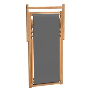 Skládací plážové křeslo masivní teak šedé - obrázek 6