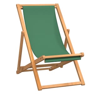 Skládací plážové křeslo masivní teak zelené - obrázek 2