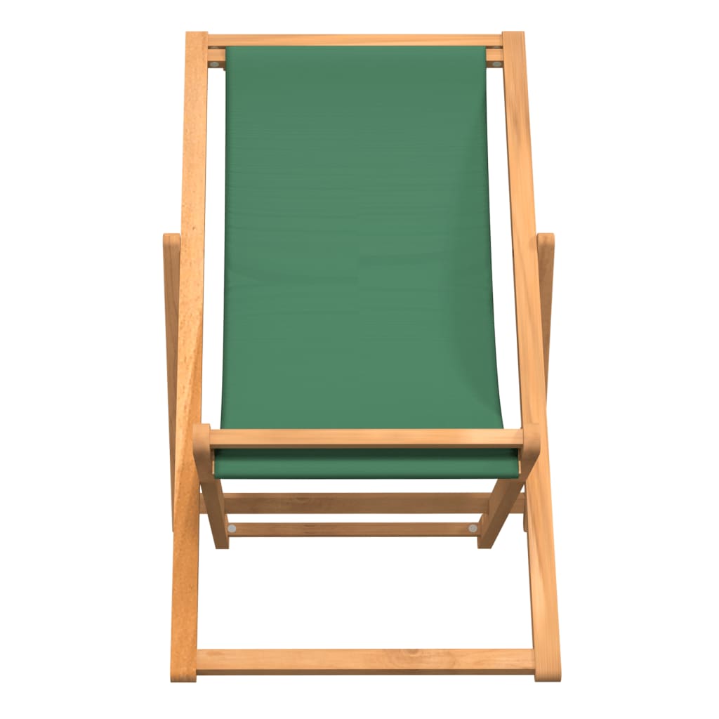 Chaise De Plage Pliable Bois De Teck Solide Vert VidaXL 13 width=274