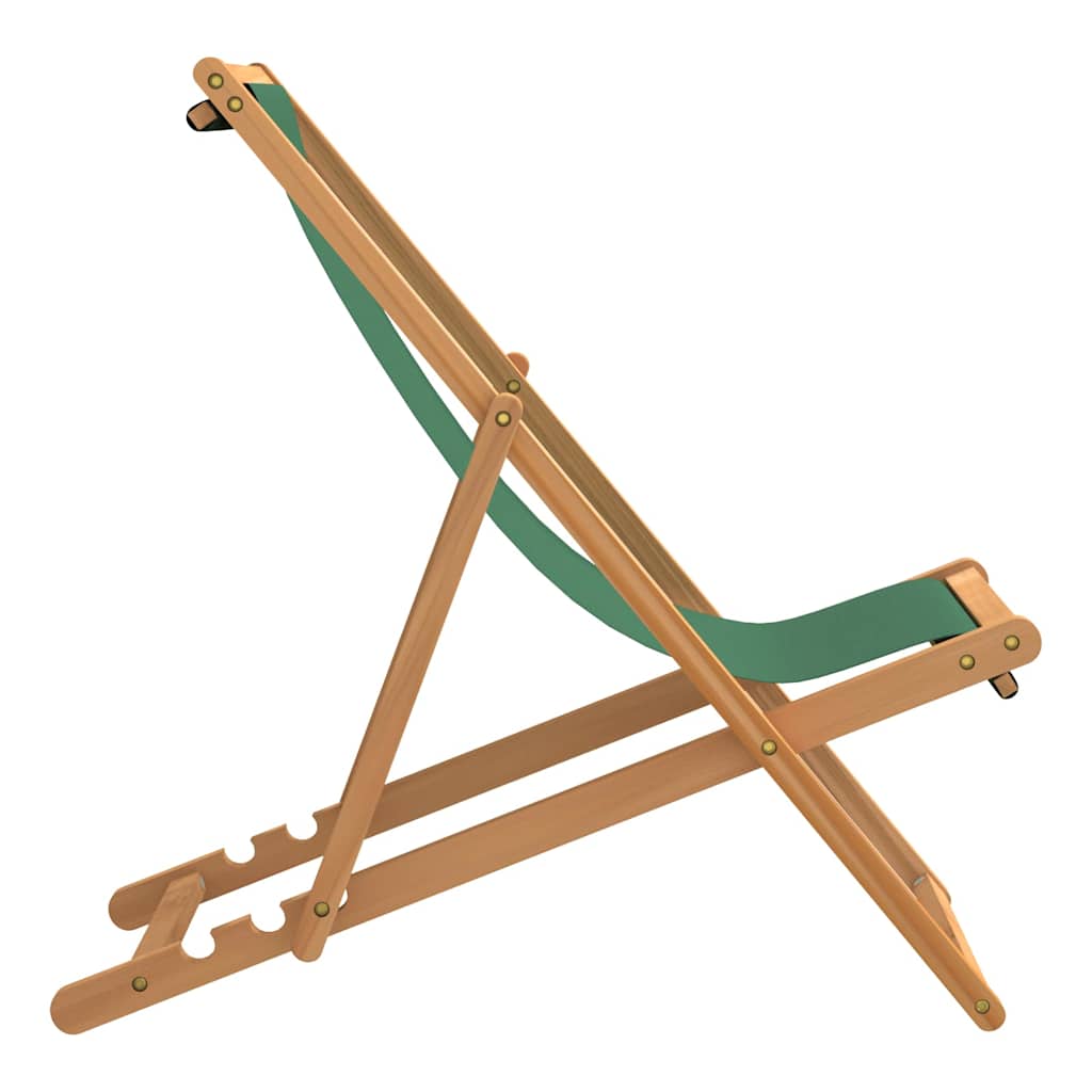 Chaise De Plage Pliable Bois De Teck Solide Vert VidaXL 14 width=274