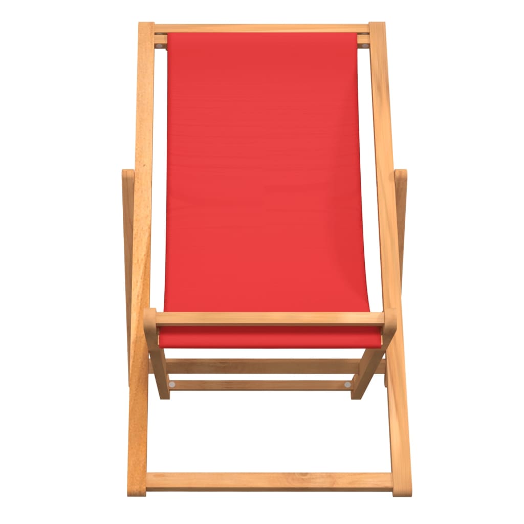 vidaXL Strandstoel inklapbaar massief teakhout rood afbeelding