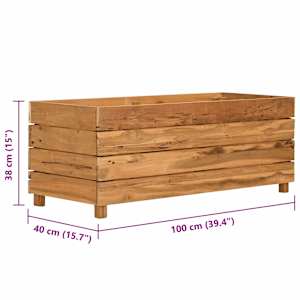 Vyvýšený záhon 100x40x38 cm recyklované teakové dřevo a ocel - obrázek 8