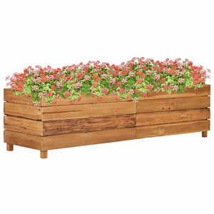 Visoka greda 150x40x38 cm reciklirana tikovina in jeklo