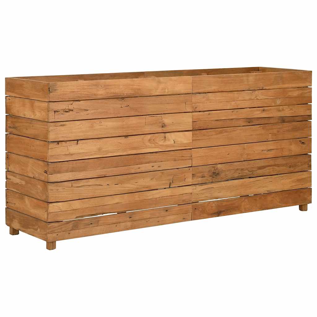 vidaXL Plantenbak verhoogd 150x40x72 cm gerecycled teakhout en staal afbeelding