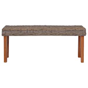 Lavice 110 cm přírodní kubu ratan a masivní mahagon - obrázek 2