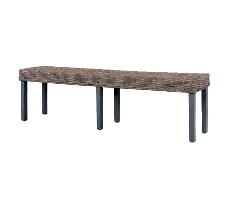 vidaXL Banco de rat&aacute;n kubu y madera maciza de mango gris 160 cm