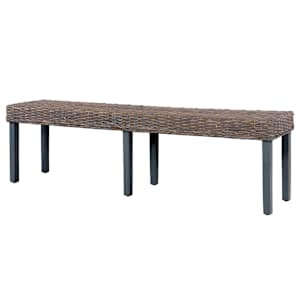 vidaXL Banco de rat&aacute;n kubu y madera maciza de mango gris 160 cm