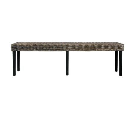 vidaXL ベンチ 160cm ブラック 天然クブ籐＆マンゴーウッド 無垢材