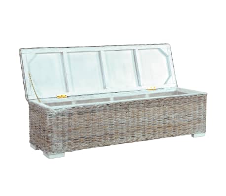 vidaXL Mangoholz Massiv Aufbewahrungsbox 120cm Weiß Kubu-Rattan