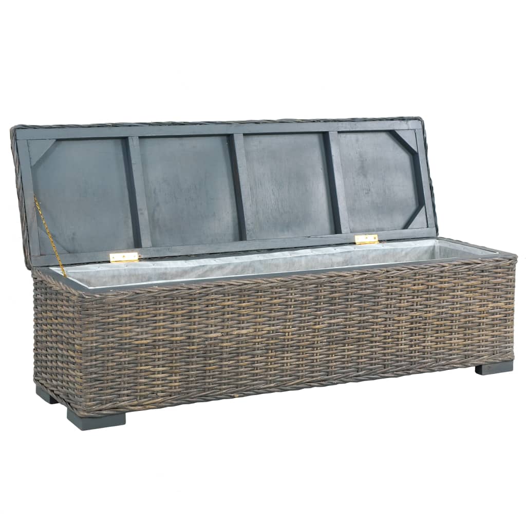 vidaXL Storage Box 47.2" Gray Kubu Rattan and Solid Mango Wood