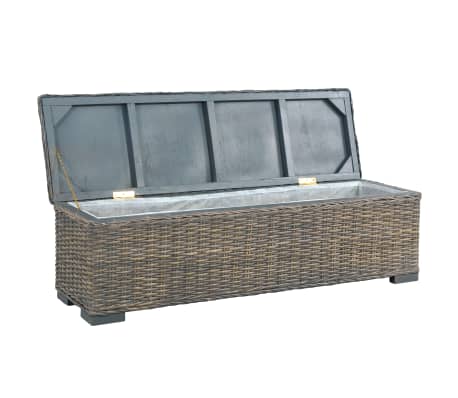 vidaXL Storage Box 47.2" Gray Kubu Rattan and Solid Mango Wood