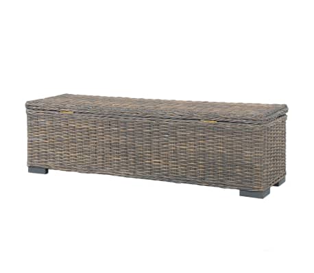 vidaXL Mangoholz Massiv Aufbewahrungsbox 120cm Grau Kubu-Rattan