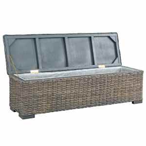 vidaXL Storage Box 120 cm Grey Kubu Rattan and Solid Mango Wood
