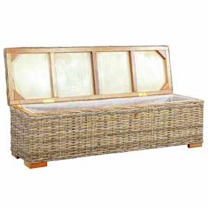 vidaXL Storage Box 120 cm Kubu Rattan and Solid Mango Wood