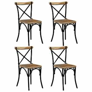 Stoli s križnim naslonjalom 4 kosi črn trden mangov les