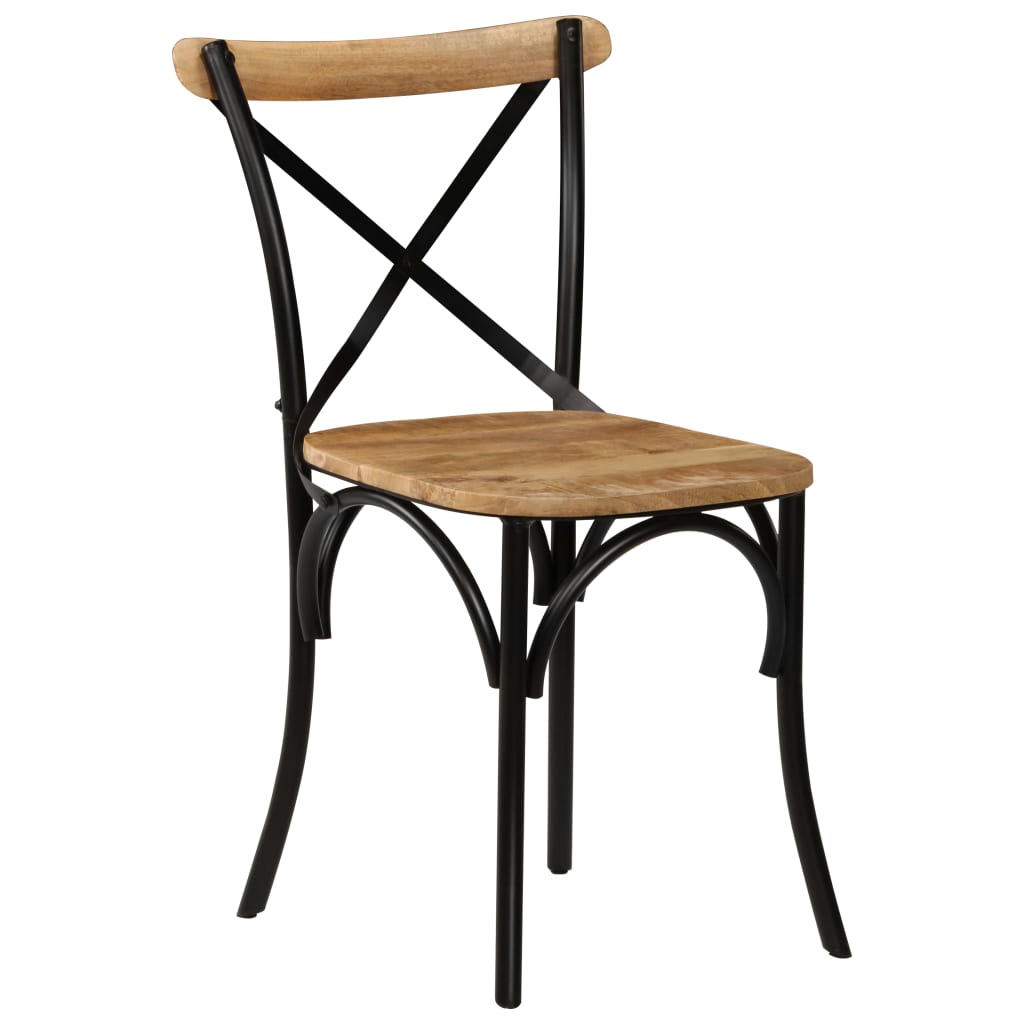 Židle s křížem 6 ks černé masivní mangovníkové dřevo